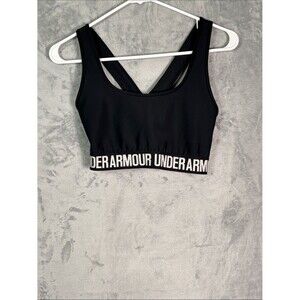Under Armour Black Logo Band Sports Bra Unlined Size Large